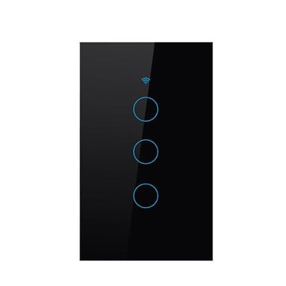 WiFi Smart Wall Light Switch,US Standard ，Voice Control ，Tempered glass panel, 2.4GHz Wi-Fi Touch Switches, Remote Control Smart Life/Tuya App, (3Gang-Black)