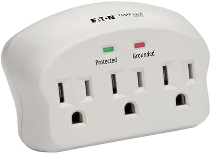 Eaton Tripp Lite SK3-0 Multi-Plug Wall Outlet Extender Surge Protector, 3 Outlets, 660 Joule Rating, Diagnostic LEDs, Portable Travel Wall Plug, Lifetime Manufacturer's Warranty & $5,000 Insurance
