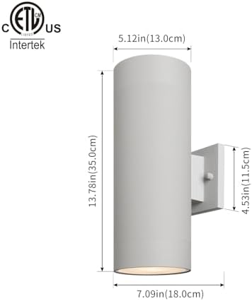 mirrea 14" Modern Outdoor Porch Light in 2 Lights, Matte Gray, 2 Pack