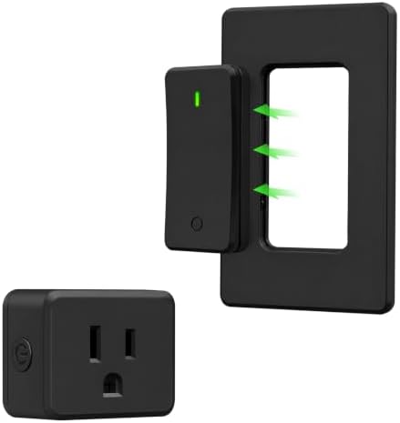 Greencycle Remote Control Outlet,Black Detachable Wireless Light Switch