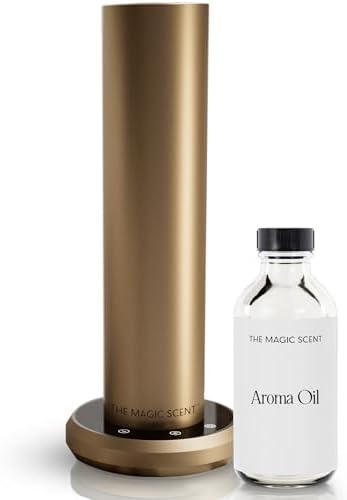 The Magic Scent Bluetooth Diffuser - Smart Ultra-Quiet Cold-Air Waterless Scent Diffuser for Home, Hotel, & Office - Programmable Intensity & Timer - Premium Aroma Oil Included (Gold)