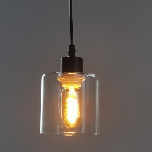 Screw in Hanging Light Fixture Instant Glass Pendant Light,Recessed Light Conversion Kit with E26 Screw-in Adapter for Bedroom,Living Room & Kitchen Island Lighting (Modern)