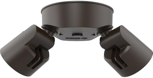 Lithonia Lighting HomeGuard 2-Light LED Outdoor Flood Lights, Wall or Ceiling Mount Outdoor Lights, 4000K Cool White, Round Heads, Dark Bronze, 2-Pack (HGX LED 2RH 40K 120 DDB CP2 M2)