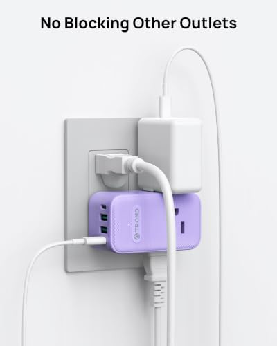 TROND Multi Plug Wall Outlet, 3 AC Outlet Extender with 360 Rotating Plug