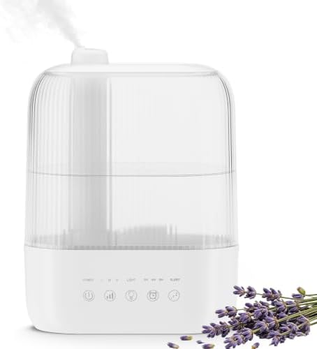 Electactic 3L Top Fill Humidifier, Essential Oil Diffuser & Cool Mist Humidifiers, Smart Humidity Control, Quiet Ultrasonic, 360° Nozzle, 7-Color Light for Bedroom, Home Office