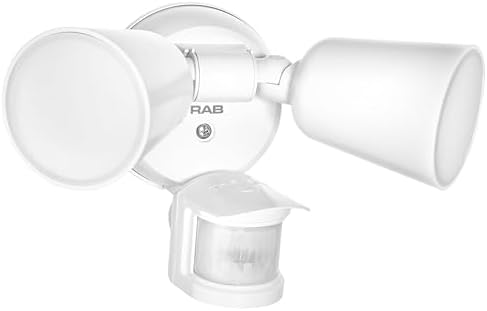 RAB Lighting LU160 Luminator Motion Sensor Outdoor Lights - Flood Light for Security - Outside Dusk to Dawn Photocell, 3000k–5000k Tunable, IP65 Weatherproof Rating, 160°Coverage, 50 Ft Range (White)