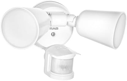 RAB Lighting LU160 Luminator Motion Sensor Outdoor Lights - Flood Light for Security - Outside Dusk to Dawn Photocell, 3000k–5000k Tunable, IP65 Weatherproof Rating, 160°Coverage, 50 Ft Range (White)