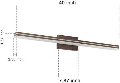 SineRise 40-Inch LED Modern Bathroom Vanity Light Bar, Brown Modern Acrylic Bathroom Wall Lighting Fixtures Over Mirror (Cool White 6000K)