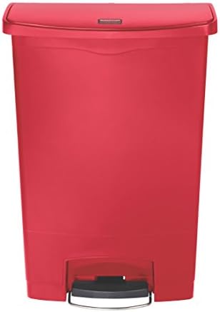 Rubbermaid Commercial Products STREAMLINE Plastic Front Step Step-On-Trash/Garbage Can/Bin, 24 GAL, Red, for Doctor's Office/Hospitals/Healthcare