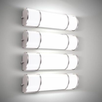 ASD LED 18" Vanity Flush Mount Light Fixture, Linear Bathroom Lighting Bar | 3CCT, Dimmable, ETL Listed | 20W 2300LM 3000-5000K 100-277V | Long Tube Bath Wall Sconce Over Mirror | Nickel, 4 Pack