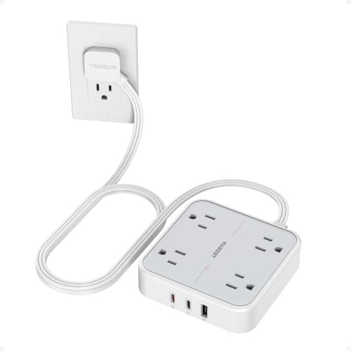 TESSAN Surge Protector Flat Extension Cord 5Ft, Flat Plug Power Strip