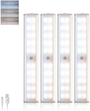 iHome Rechargeable Auto Sensing Light Bars, Motion Sensor, Dimmable, Auto/Always-On Modes, Easy Installation (4-Pack LED Light Bar)