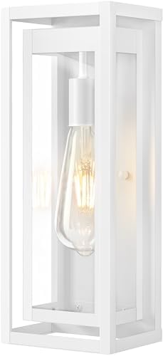 15" Outdoor Wall Lights, White Exterior Lighting Fixtures