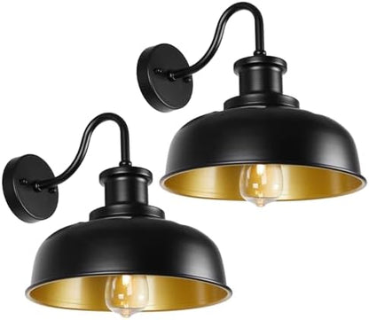 Solar Barn Lights for Outside, Outdoor Wall Light Solar Powered, Farmhouse Exterior Wall Sconces, Industrial Outside Lighting Fixture, Rustic Lanterns Work with Gooseneck Barn Shed Coop Patio