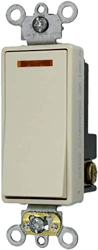 Leviton 20-Amp 120-Volt Decora Plus Rocker Lighted Handle, Illuminated Off Single-Pole AC Quiet Switch, 5631-2T, Light Almond