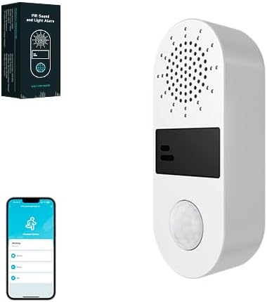Tuya Sound & Strobe Light Alarm Smart PIR Motion Detector Alert with 130db Sound Security Siren Light 4 Alarm Modes Home Security System Compatible with Alexa/Google Assistant (1)