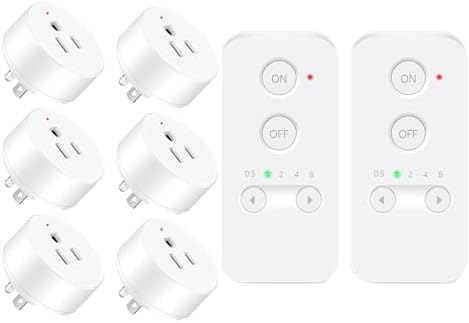 Greencycle Remote Control Outlet Plug 6 Packs with 2 Mini Timer Switch