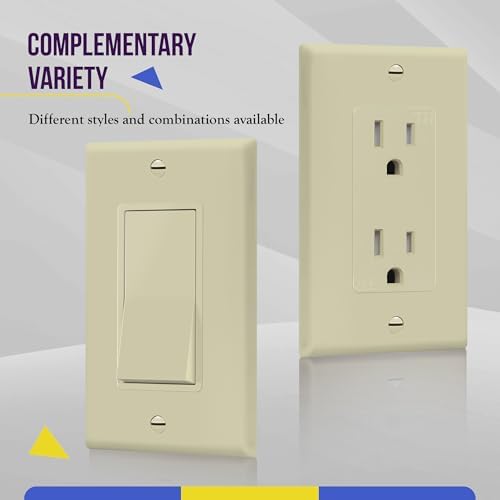 ENERLITES 1-Gang Ivory Decorator Switch Outlet Wall Plate Cover, 10 Pack