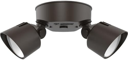 Lithonia Lighting HomeGuard 2-Light LED Outdoor Flood Lights, Wall or Ceiling Mount Outdoor Lights, 4000K Cool White, Round Heads, Dark Bronze, 2-Pack (HGX LED 2RH 40K 120 DDB CP2 M2)
