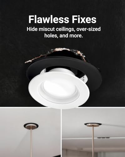Sunco 12 Pack Goof Rings 4 Inch Recessed Lights, Can Light Trim Ring Flush Mount, Black Matte Finish, Durable Plastic Design, Ultra Thin