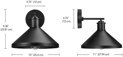Globe Electric 60000170 1-Light Outdoor Wall Sconce, Matte Black