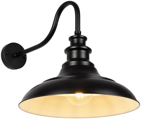 Exterior Farmhouse Barn Light, Porch Lights Outdoor, 16 Inch Vintage Outside Garage Lights Fixtures, Anti-Rust Waterproof Outdoor Light for Patio Frontdoor Entryway Doorway, Matte Black