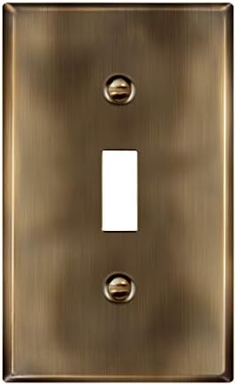 ENERLITES Toggle Light Switch Metal Wall Plate, 1-Gang, Antique Brass