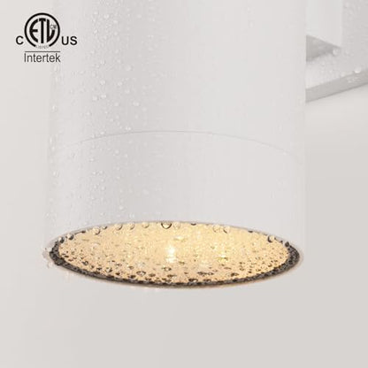 mirrea 14" Modern Outdoor Porch Light in 2 Lights, Matte White, 2 Pack