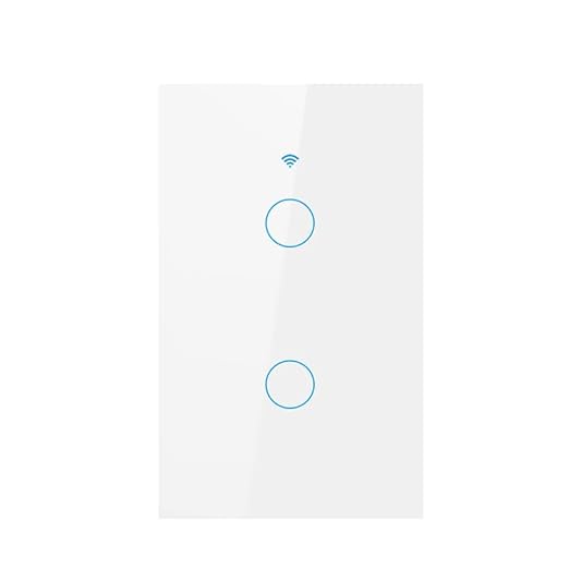 WiFi Smart Wall Light Switch,US Standard ，Voice Control ，Tempered Glass Panel, 2.4GHz Wi-Fi Touch Switches, Remote Control Smart Life/Tuya App, (2Gang-White)