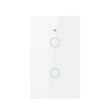 WiFi Smart Wall Light Switch,US Standard ，Voice Control ，Tempered Glass Panel, 2.4GHz Wi-Fi Touch Switches, Remote Control Smart Life/Tuya App, (2Gang-White)