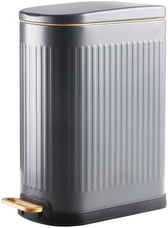 SYNCVIBE Slim Bathroom Trash Can with Soft Close Lid, 3.5 Gal, Matt Grey