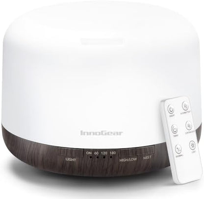 InnoGear 500ml Essential Oil Diffuser for Home Cool Mist Humidifier, Brown