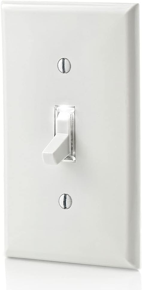 Leviton 15-Amp Toggle LED Illuminated Single-Pole Switch, L1461-2W, White