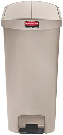 Rubbermaid Commercial Products Streamline Plastic Front Step On Trash Can, 18 Gallon, Beige, Hands-Free Garbage Can for Medical Waste in Hospitals/Lab/Emergency/Patient Rooms