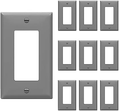 ENERLITES 1-Gang Gray Decorator Switch Outlet Wall Plate Cover, 10 Pack