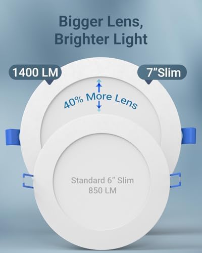 Sunco 6 Pack 7 Inch Slim Canless LED Recessed Lights, 5CCT, 13W
