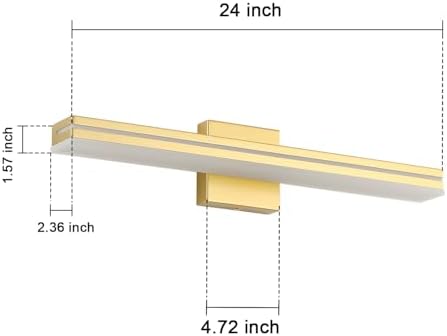SineRise 24-Inch LED Modern Bathroom Vanity Light Bar, Gold Modern Acrylic Bathroom Wall Lighting Fixtures Over Mirror (Cool White 6000K)
