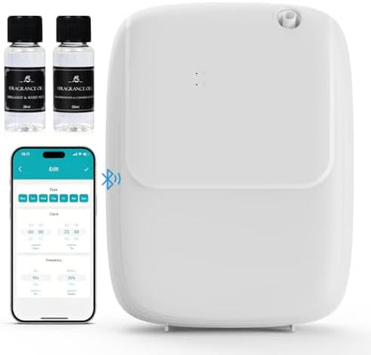 Waterless Essential Oil Diffuser — 3000sq.ft Smart Scent Air Machine with Cold Air Tech, App+Panel Control for Large Home Office Hotel Spa, Wall Mount 400ml (White)