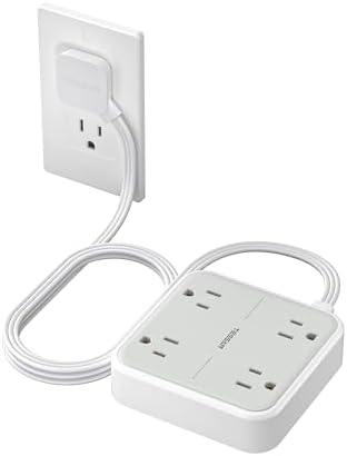 TESSAN Flat Extension Cord 5Ft, Flat Plug Power Strip, Grey