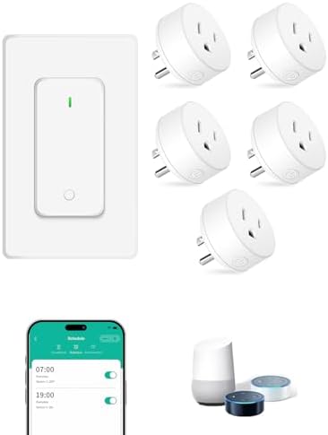 NineLeaf Smart Plug, WiFi Smart Plugs Work with Alexa and Google Home via Tuya, Wireless Outlet Timer with APP Remote Control, 2.4GHz Wi-Fi Only, No Hub Required, TUV FCC Listed (4 outlets+1 Switch)