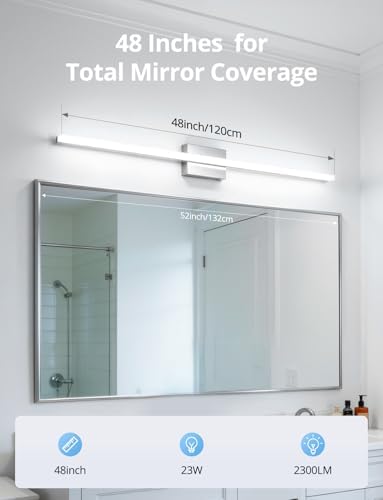 Combuh Bathroom Vanity Light Fixtures Above Mirror, Modern Wall Lamp Chrome