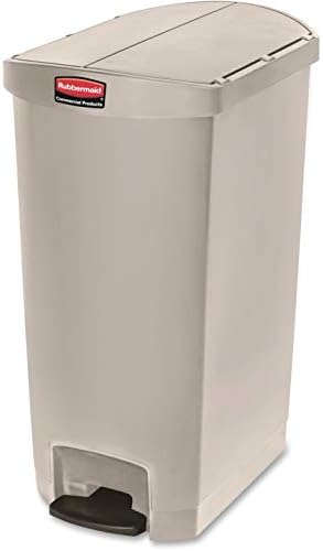 Rubbermaid Commercial Products Streamline Plastic Front Step On Trash Can, 18 Gallon, Beige, Hands-Free Garbage Can for Medical Waste in Hospitals/Lab/Emergency/Patient Rooms