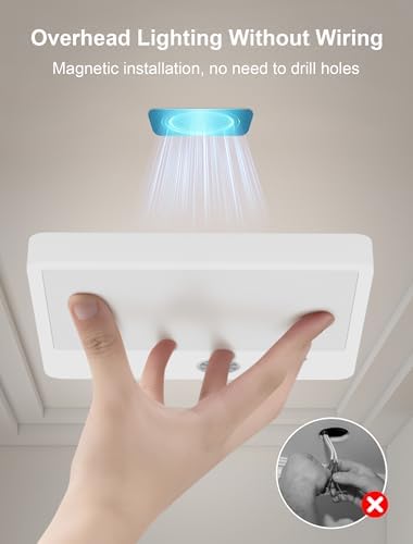 Rechargeable Motion Sensor LED Ceiling Light, Remote Wireless Fixture, 3 Color Temperatures, Dimmable for Shower, Bathroom, Closet, Pantry, Stairs, Garage, White