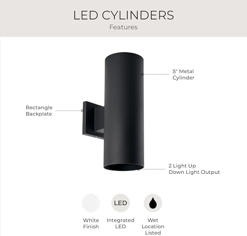 Progress Lighting LED Cylinder Outdoor Wall Light, Black