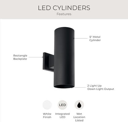 Progress Lighting LED Cylinder Outdoor Wall Light, Black