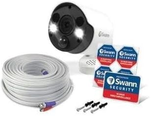 Swann Add-On DVR Bullet Security Camera with Sensor Spotlight, 4K Ultra HD Video, Indoor or Outdoor Design, Dusk to Dawn Color Night Vision Plus True Detect Heat and Motion Detection