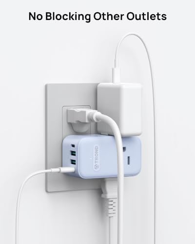 TROND Outlet Extender with 360 Rotating Plug, 3 Way Plug Adapter