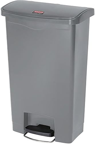 Rubbermaid Commercial Products - 1883602 Streamline Slim Step-On Plastic Trash Garbage Can, 13 Gallon, Gray