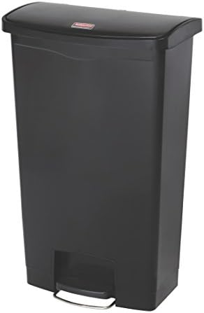Rubbermaid Commercial Products Streamline Slim Step-On Plastic Trash Garbage Can, 18 Gallon, Black, Wastebasket for Home/Kitchen/Hospital/Healthcare Facility