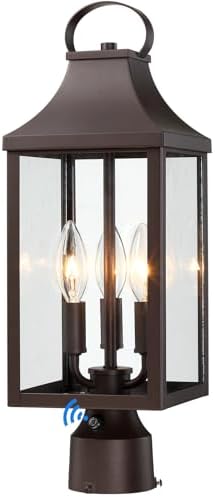 18.62'' Dusk to Dawn Post Light Outdoor, Large 3-Light Lamp Post Light